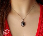 گردنبند نقره با سنگ عقیق مشکی کد:۱۲۳۹