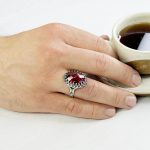 انگشتر نقره مردانه طرح یاقوت 925عیار کد ۱۶۱۳ - Image 3