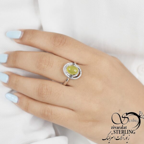 انگشتر نقره زنانه با سنگ عقیق زرد (شرف الشمس) کد: 1828