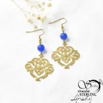 گوشواره استیل آویز نگین آبی 5491