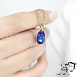 گردنبند استیل نگین اشکی آبی
