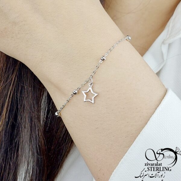 دستبند نقره بند زنجیری با آویز ستاره