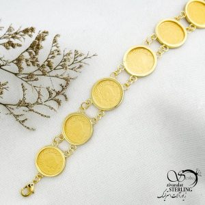 دستبند سکه الیزابت طرح طلا کد 14239