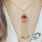 گردنبند عقیق آویز چشم نظر طرح طلا کد 14735