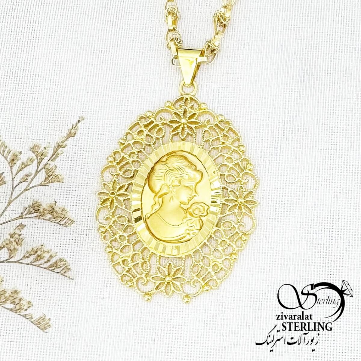 گردنبند مجلسی طرح طلا کد 14736 گردنبند مجلسی طرح طلا کد 14736