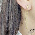 گوشواره بخیه استیل قلب نصف طرح طلا کد 10484 - Image 2