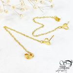 گوشواره بخیه استیل قلب نصف طرح طلا کد 10484